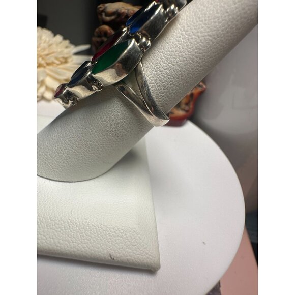 VTG Sterling Multi-colored Glass Red Blue Green - Picture 3 of 5